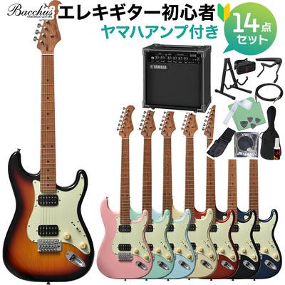 Bacchus BST-3-RSM/M エレキギター初心者14点セット 【ヤマハアンプ付き】 ストラトタイプ ローステッドメイプルネック バッカス 