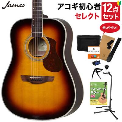 James J-300D BBT アコースティックギター 教本付きセレクト12点セット 初心者セット ジェームス 