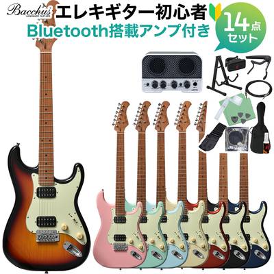 Bacchus BST-3-RSM/M エレキギター初心者14点セット【Bluetooth搭載ミニアンプ付き】 ストラトタイプ バッカス 