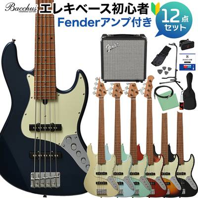 Bacchus WJB5-630-RSM/M-Act 5弦ベース 初心者12点セット 【Fenderアンプ付】 ジャズベースタイプ アクティブ バッカス 